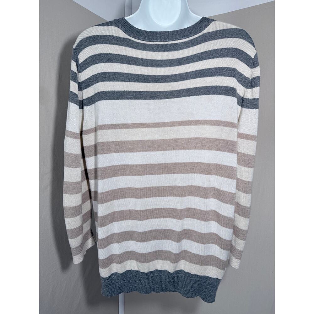 Banana Republic Striped 3/4 Sleeve Knit Sweater XL - Picture 2 of 9